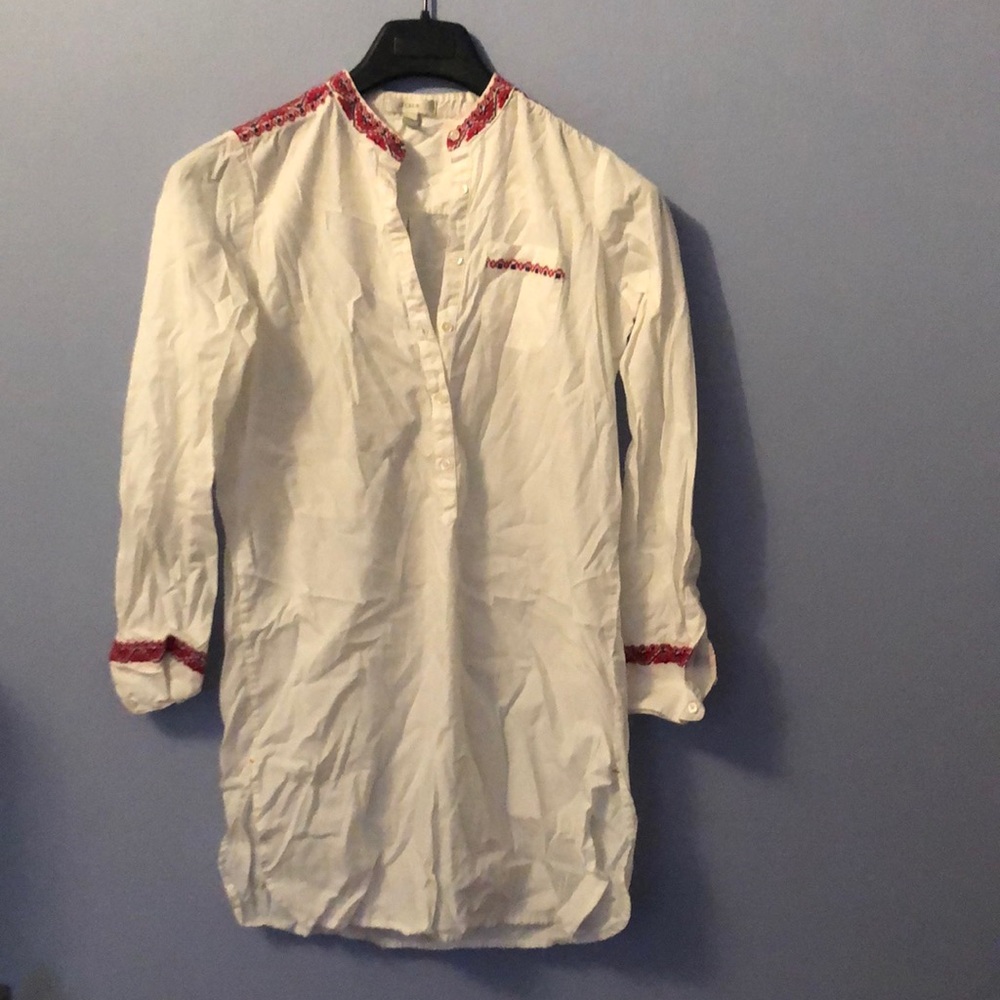 jcrew embroidered button down top